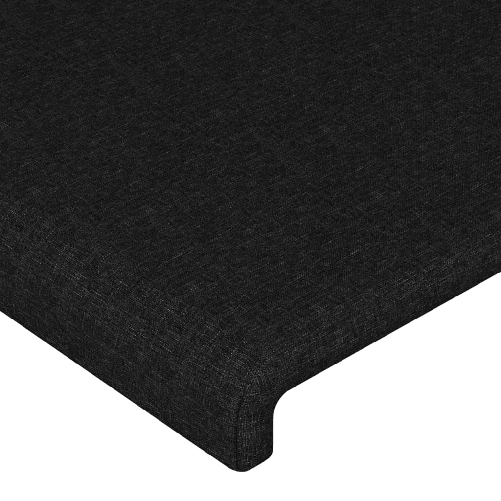 Tăblie de pat cu aripioare, negru, 203x23x118/128 cm, textil