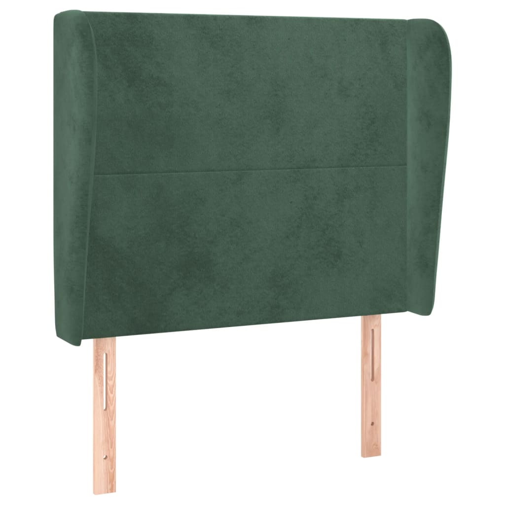 Tăblie pat cu aripioare verde închis 83x23x118/128 cm catifea