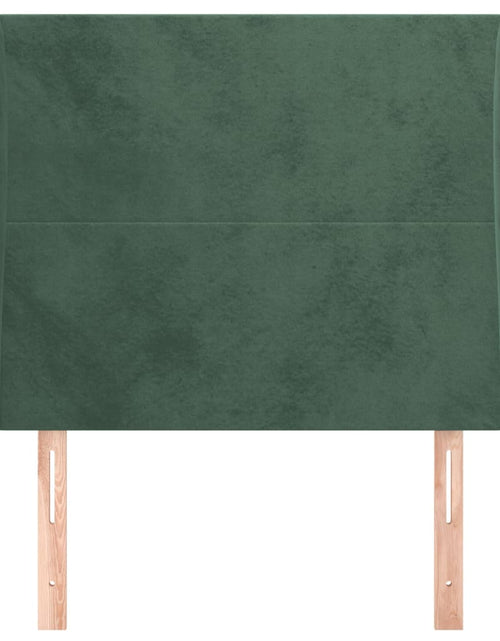 Încărcați imaginea în vizualizatorul Galerie, Tăblie pat cu aripioare verde închis 83x23x118/128 cm catifea
