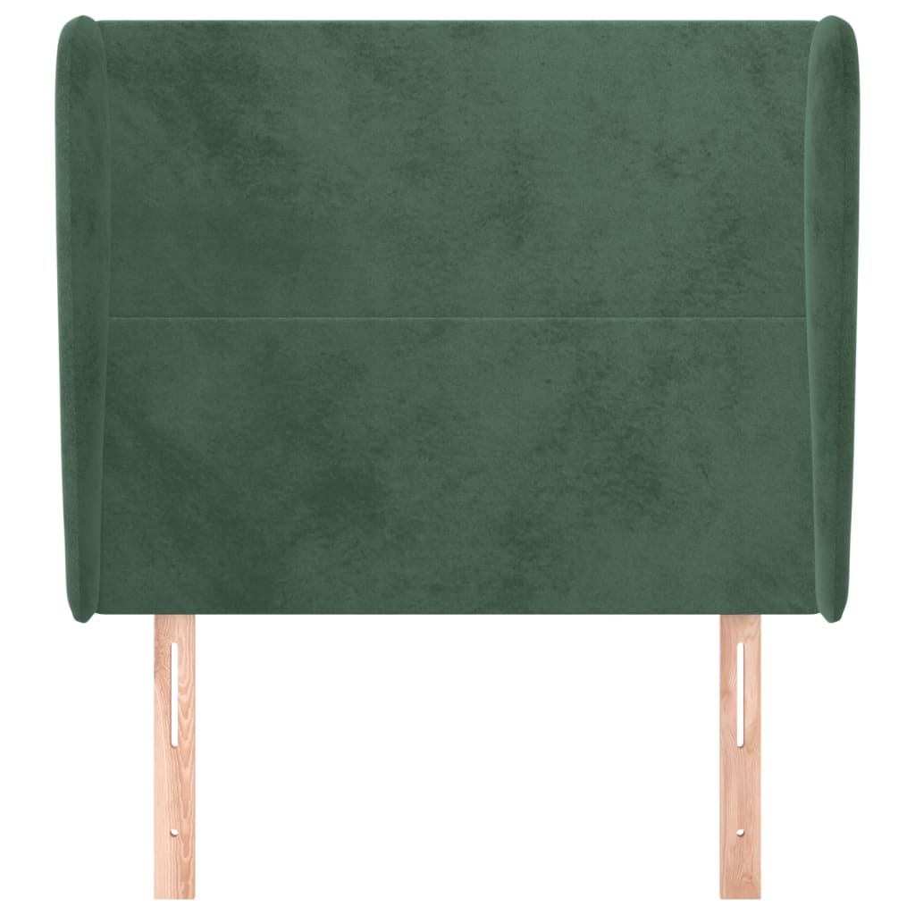 Tăblie pat cu aripioare verde închis 83x23x118/128 cm catifea