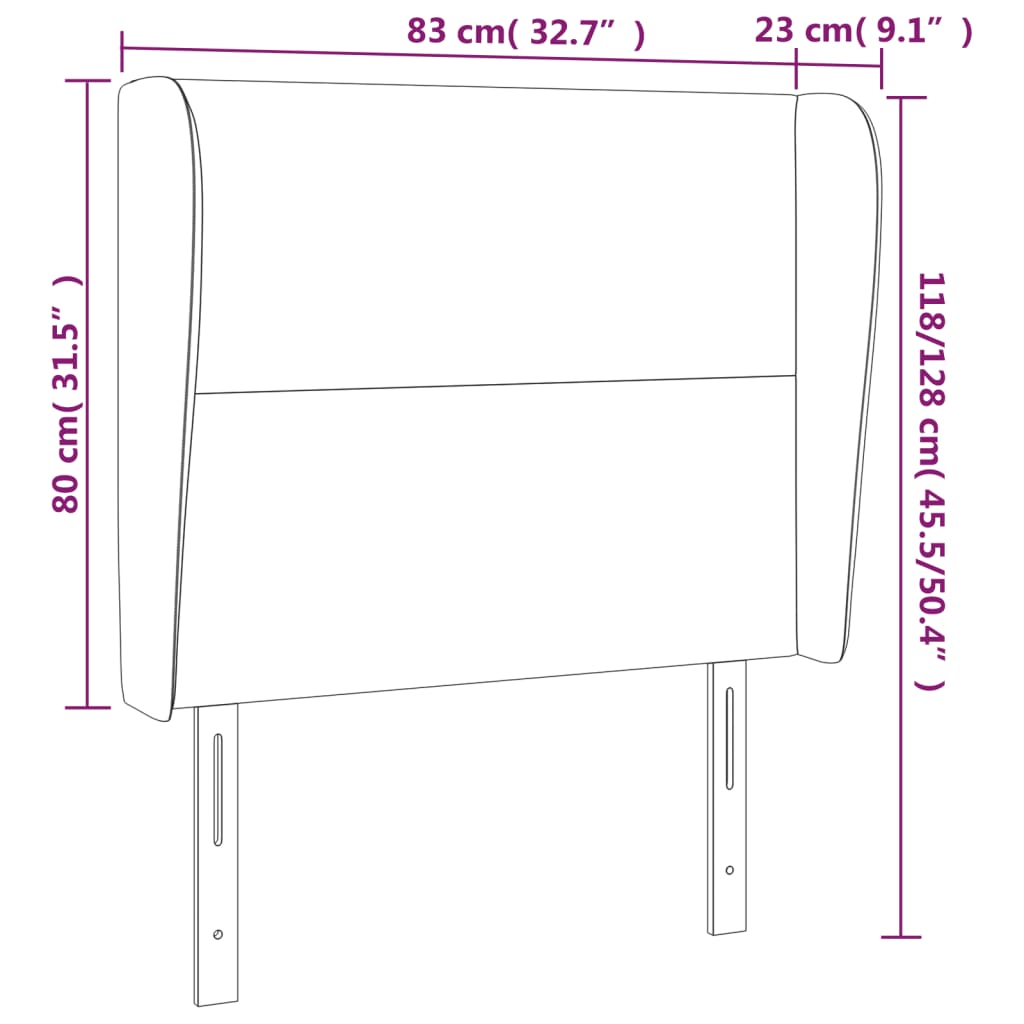 Tăblie pat cu aripioare verde închis 83x23x118/128 cm catifea