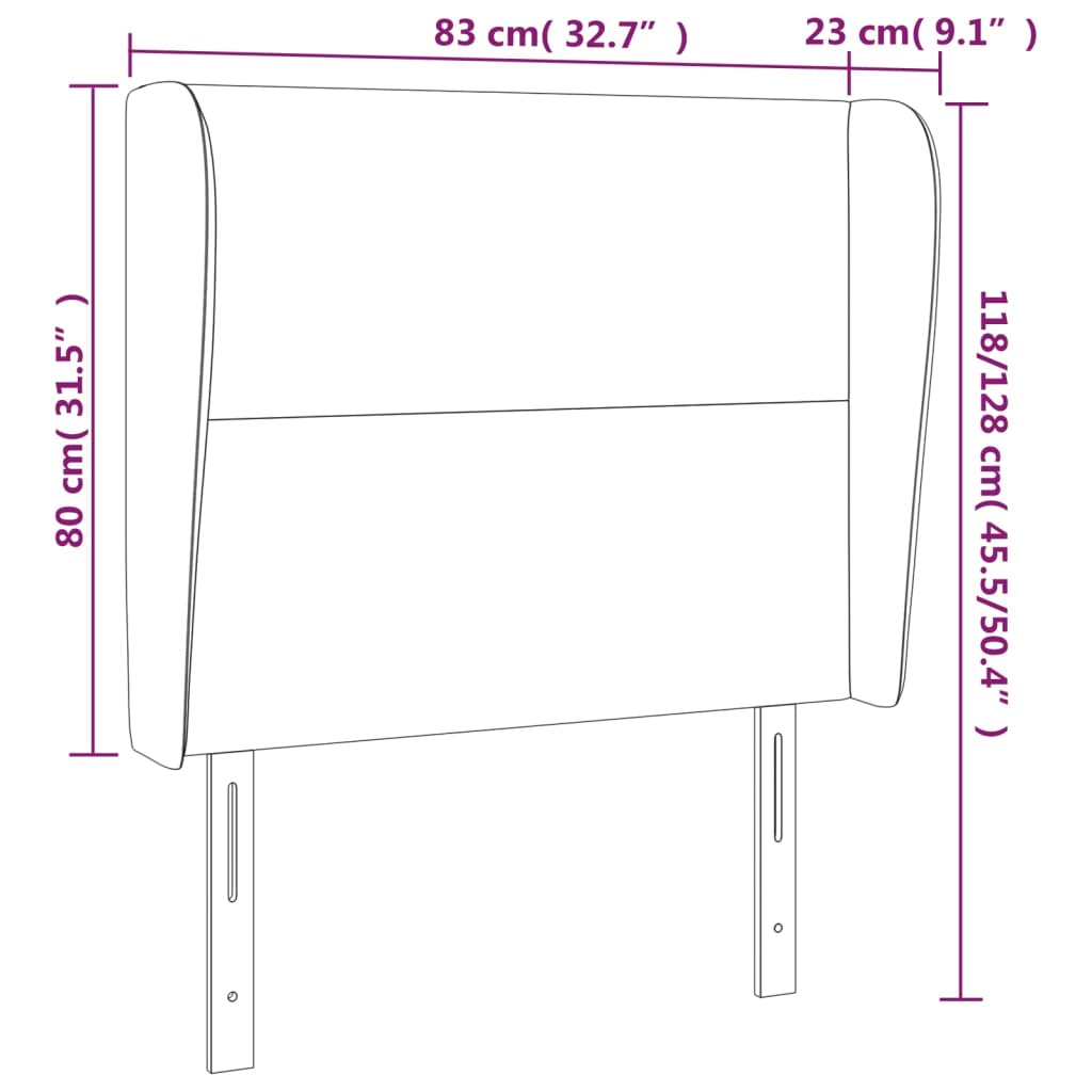 Tăblie de pat cu aripioare, roz, 83x23x118/128 cm, catifea