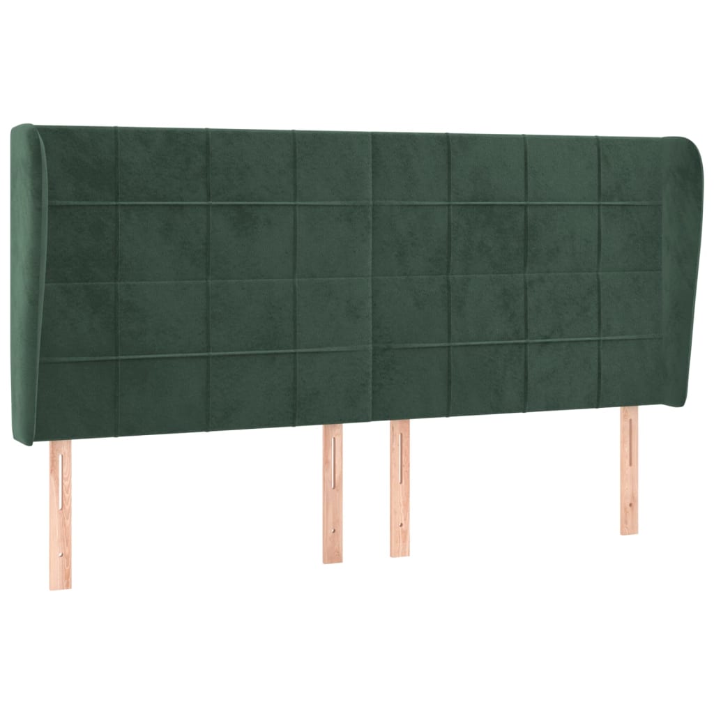 Tăblie pat cu aripioare verde închis 203x23x118/128cm catifea