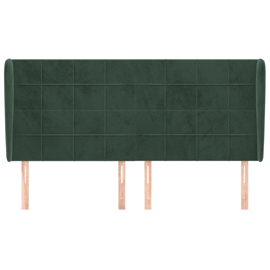 Tăblie pat cu aripioare verde închis 203x23x118/128cm catifea