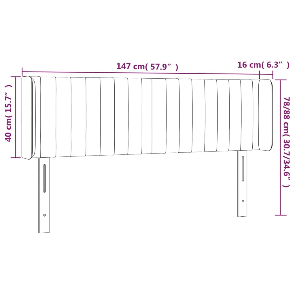 Tăblie de pat cu aripioare crem 147x16x78/88 cm textil