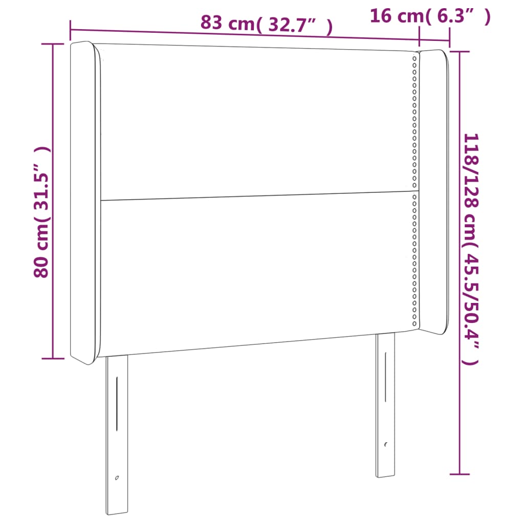 Tăblie de pat cu aripioare, crem, 83x16x118/128 cm, piele eco