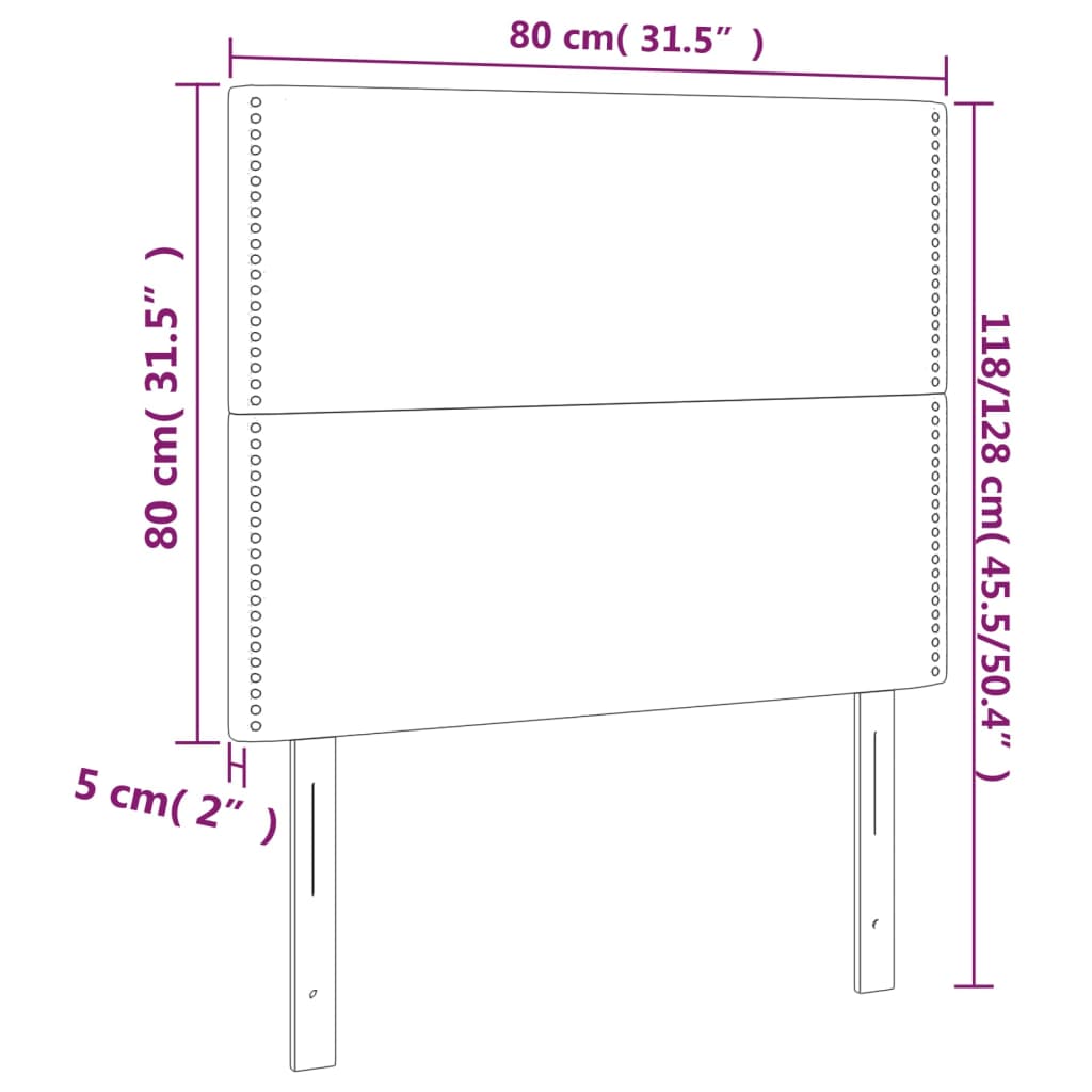 Tăblie de pat cu LED, crem, 80x5x118/128 cm, piele ecologică