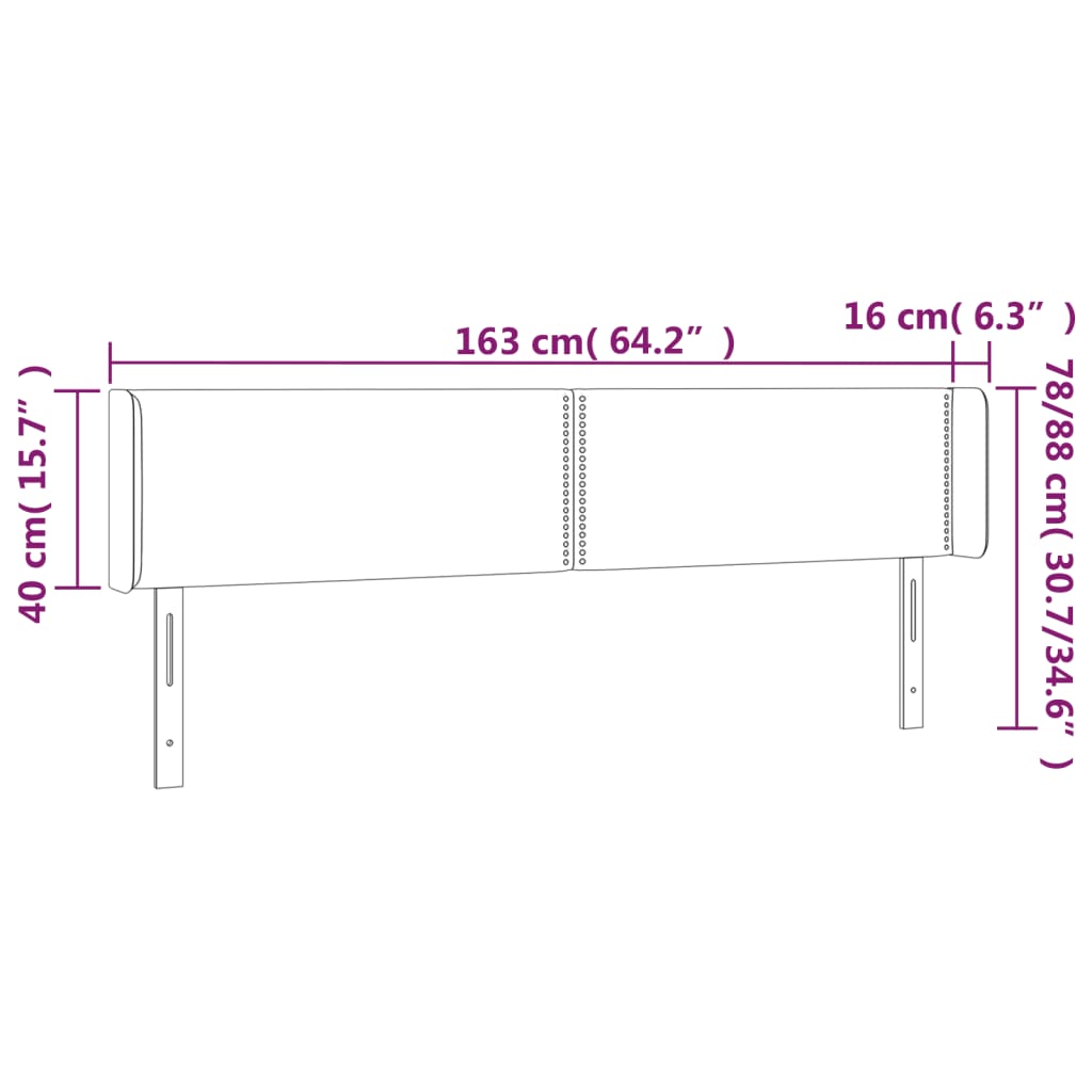 Tăblie de pat cu LED, crem, 163x16x78/88 cm, piele ecologică