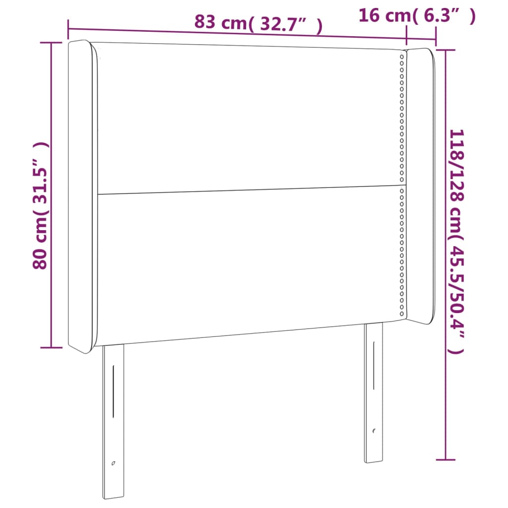 Tăblie de pat cu LED, crem, 83x16x118/128 cm, piele ecologică