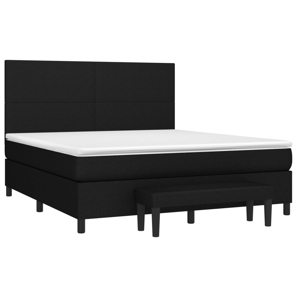 Pat box spring cu saltea, negru, 180x200 cm, catifea