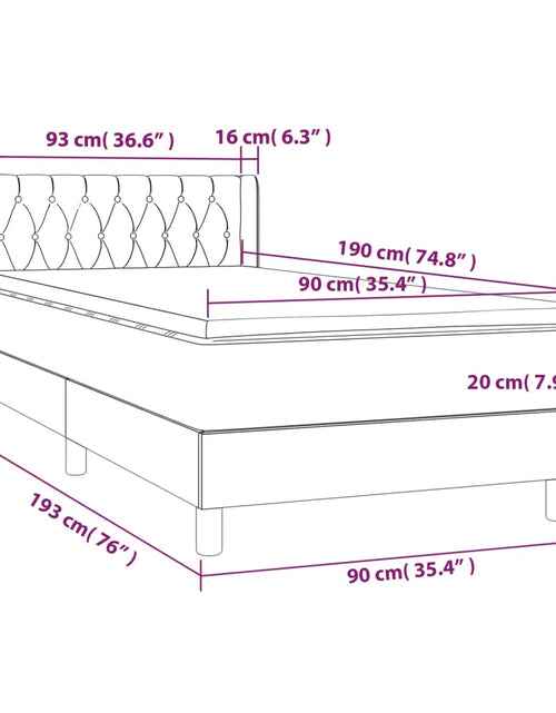 Загрузите изображение в средство просмотра галереи, Pat box spring cu saltea, gri deschis, 90x190 cm, textil
