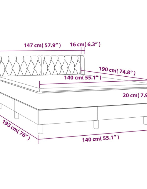 Încărcați imaginea în vizualizatorul Galerie, Pat box spring cu saltea, gri închis, 140x190 cm, textil
