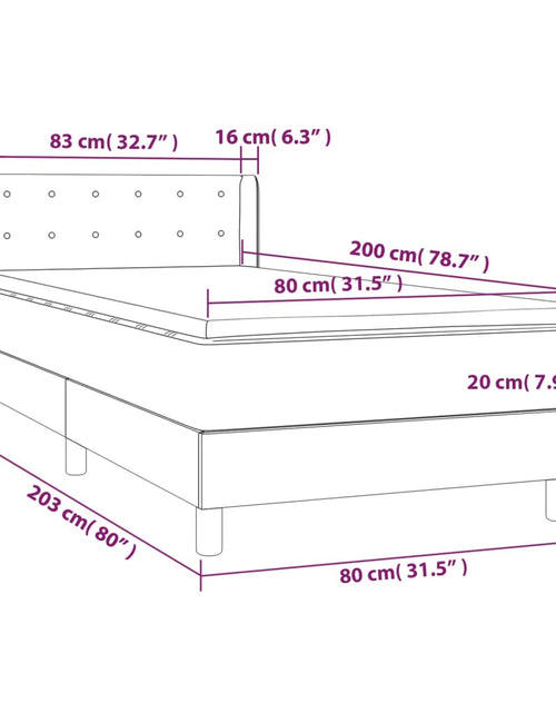 Загрузите изображение в средство просмотра галереи, Pat box spring cu saltea, gri închis, 80x200 cm, textil
