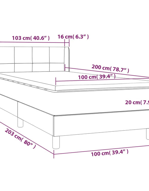 Încărcați imaginea în vizualizatorul Galerie, Pat box spring cu saltea, gri deschis, 100x200 cm, textil
