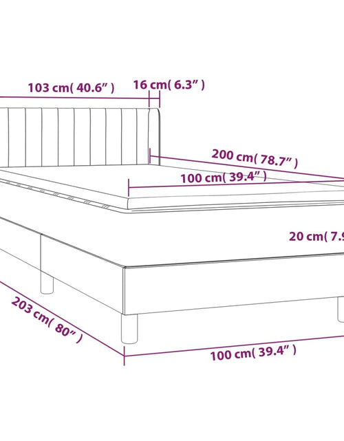 Încărcați imaginea în vizualizatorul Galerie, Pat box spring cu saltea, gri închis, 100x200 cm, textil
