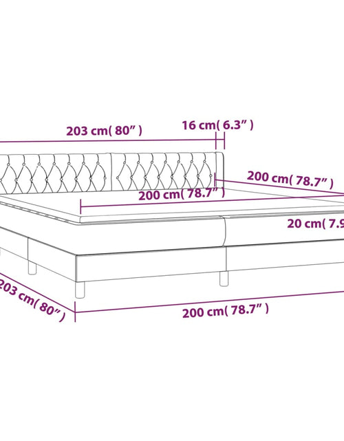 Загрузите изображение в средство просмотра галереи, Pat box spring cu saltea, gri închis, 200x200 cm, textil
