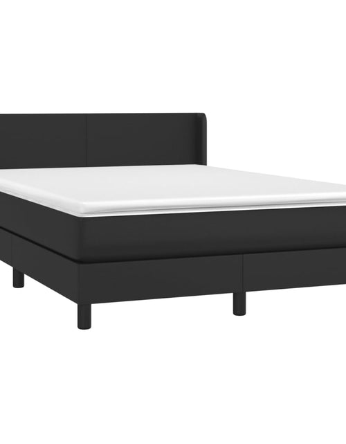 Încărcați imaginea în vizualizatorul Galerie, Pat box spring cu saltea, negru, 140x190 cm, piele ecologică
