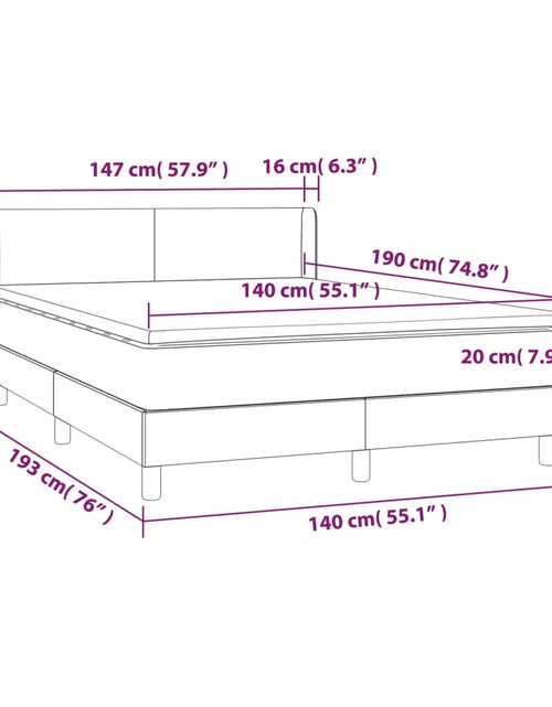 Загрузите изображение в средство просмотра галереи, Pat box spring cu saltea, alb, 140x190 cm, piele ecologică
