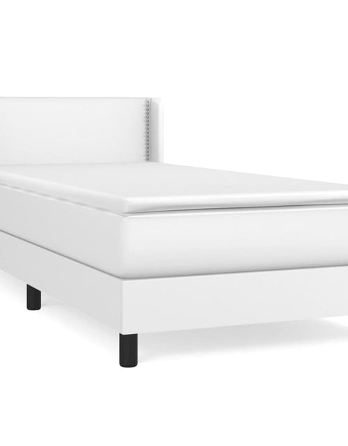 Încărcați imaginea în vizualizatorul Galerie, Pat box spring cu saltea, alb, 90x190 cm, piele ecologică
