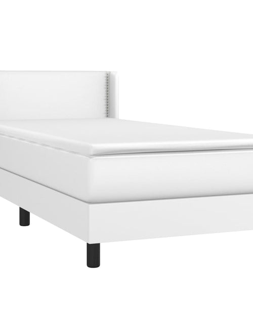 Încărcați imaginea în vizualizatorul Galerie, Pat box spring cu saltea, alb, 90x190 cm, piele ecologică
