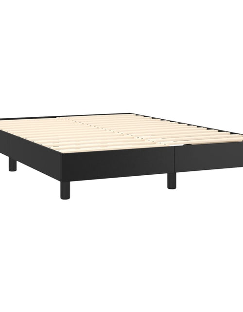 Încărcați imaginea în vizualizatorul Galerie, Pat box spring cu saltea, negru, 140x190 cm, piele ecologică
