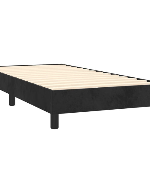 Загрузите изображение в средство просмотра галереи, Pat box spring cu saltea, negru, 80x200 cm, catifea
