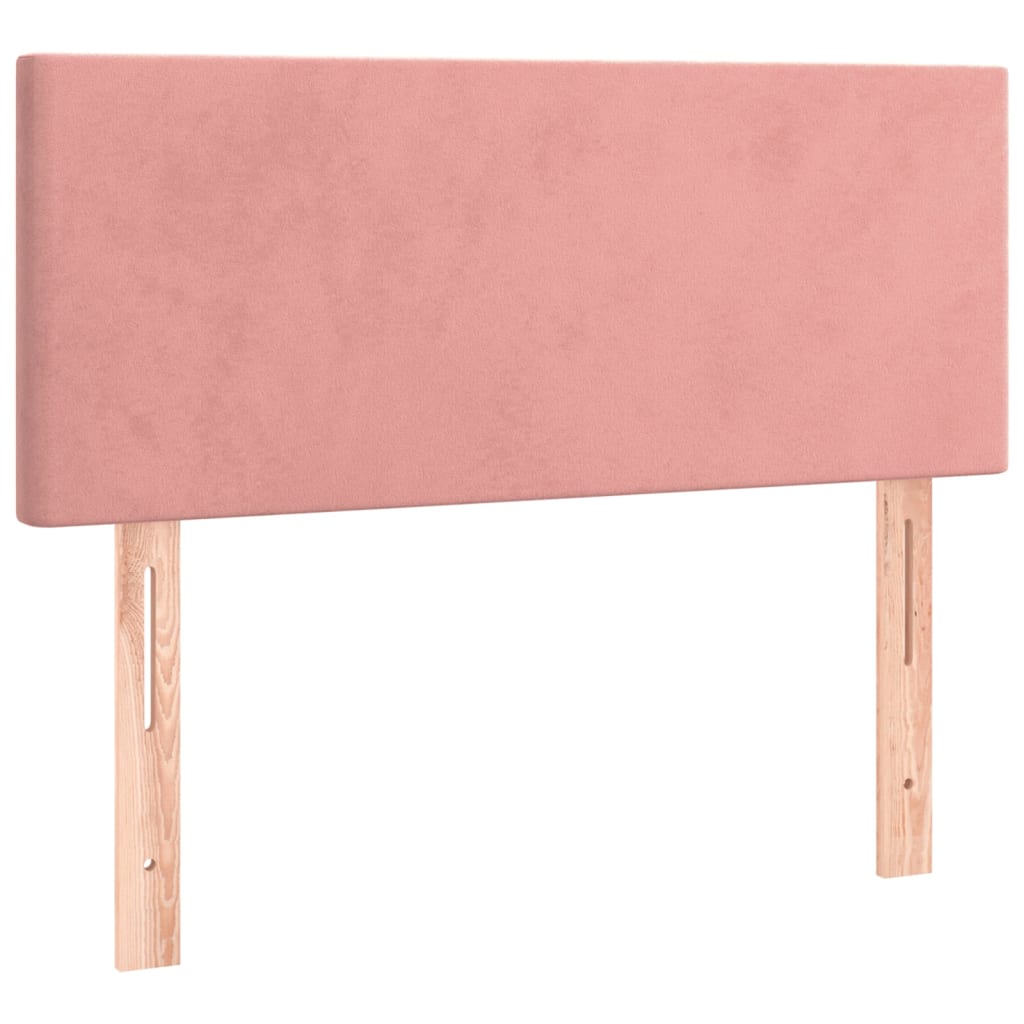 Pat box spring cu saltea, roz, 80x200 cm, catifea