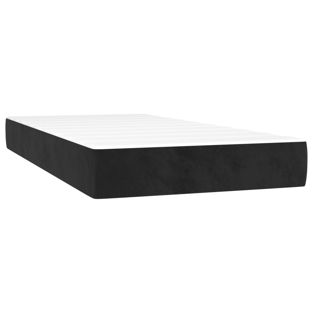Pat box spring cu saltea, negru, 90x190 cm, catifea
