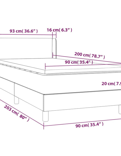 Încărcați imaginea în vizualizatorul Galerie, Pat box spring cu saltea, gri închis, 90x200 cm, catifea
