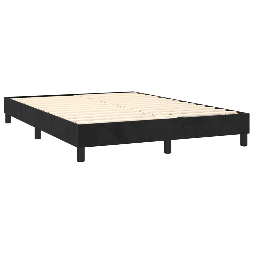 Pat box spring cu saltea, negru, 140x190 cm, catifea