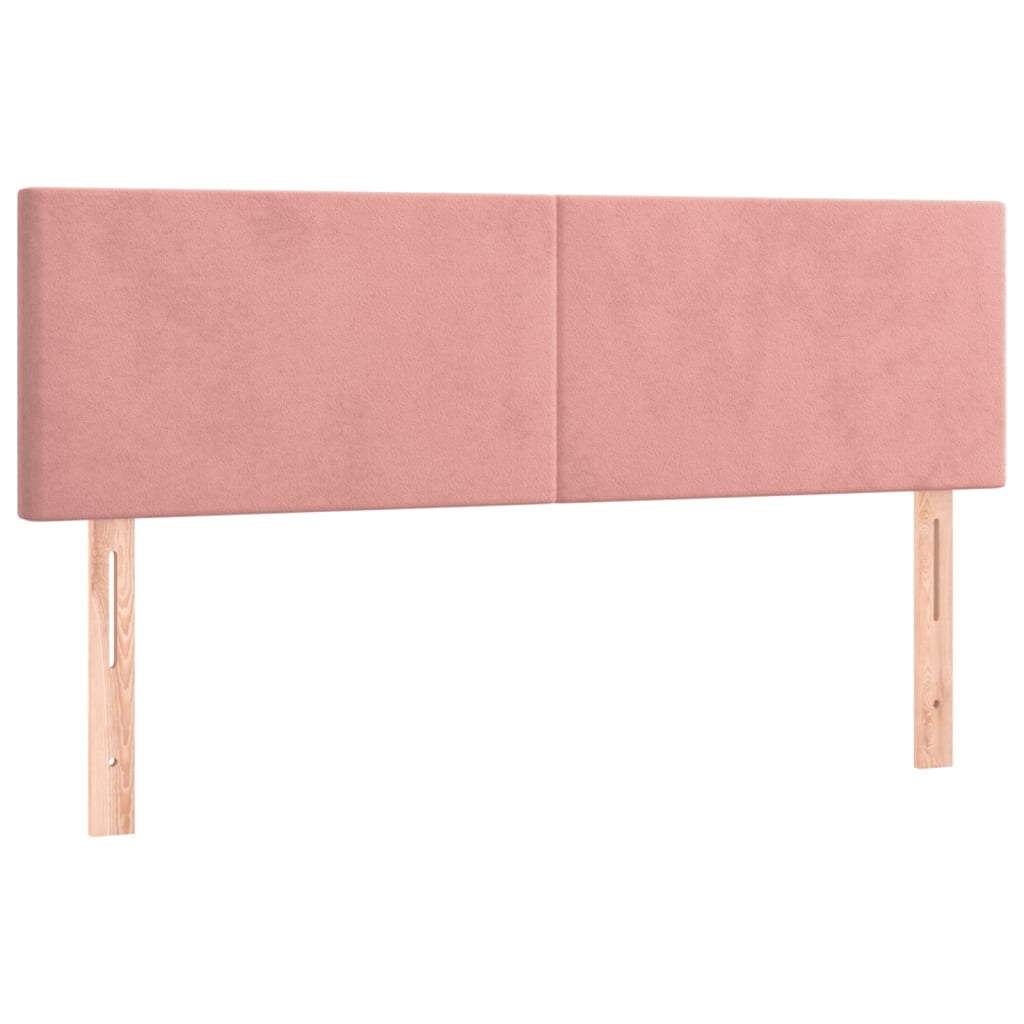 Pat box spring cu saltea, roz, 140x190 cm, catifea