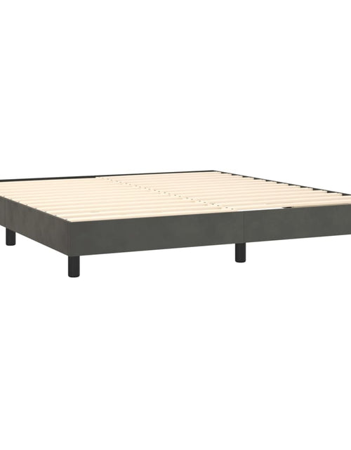 Загрузите изображение в средство просмотра галереи, Pat box spring cu saltea, gri închis, 160x200 cm, catifea
