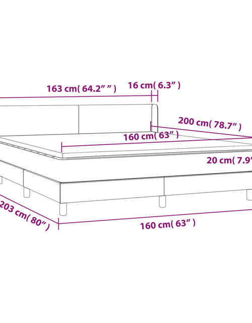 Загрузите изображение в средство просмотра галереи, Pat box spring cu saltea, gri închis, 160x200 cm, catifea
