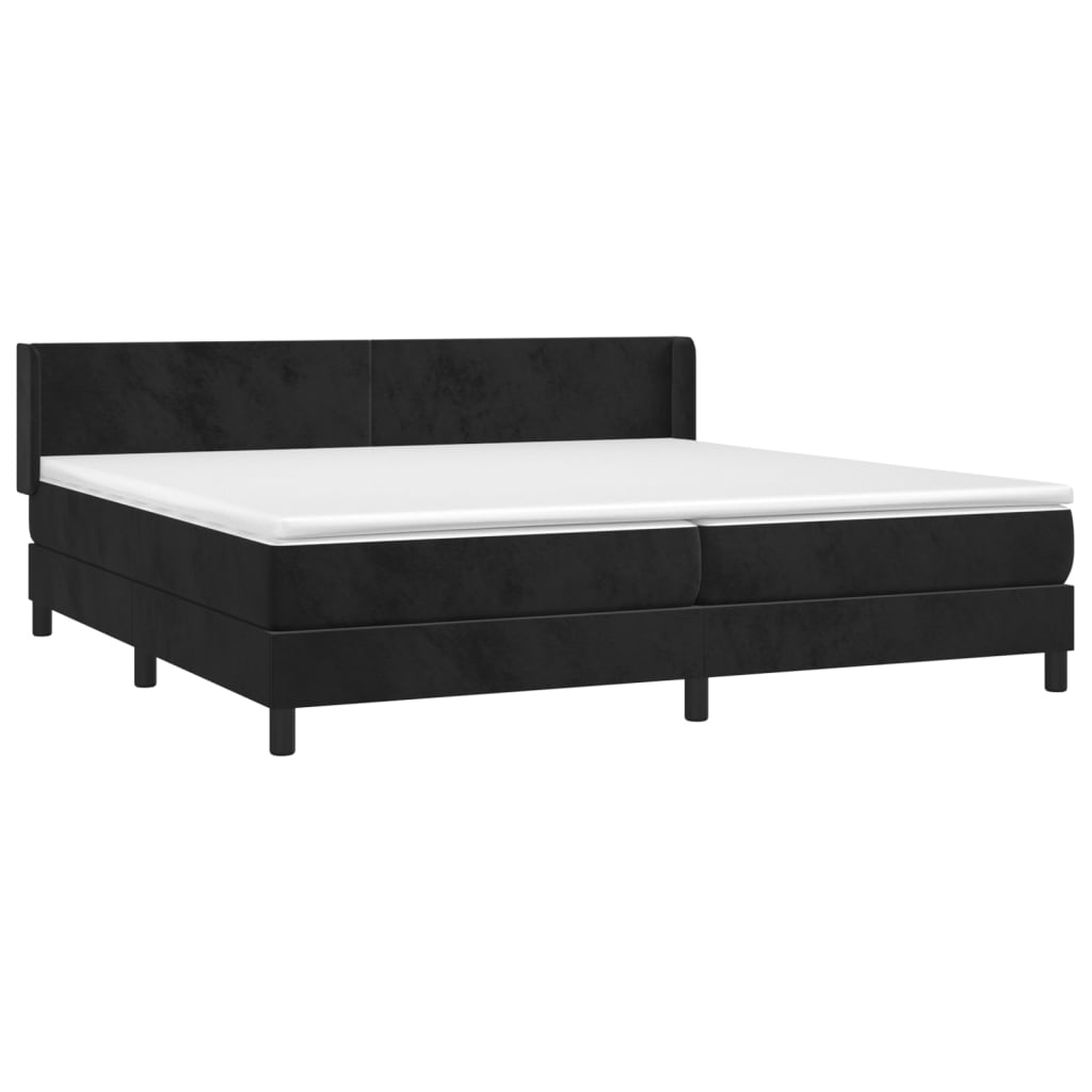 Pat box spring cu saltea, negru, 200x200 cm, catifea