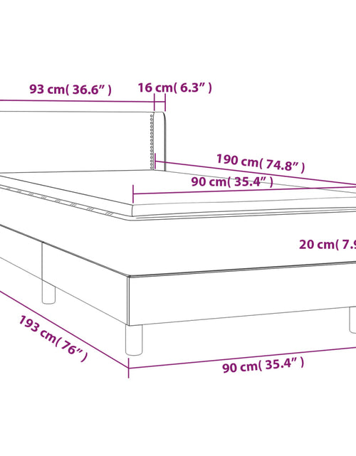 Загрузите изображение в средство просмотра галереи, Pat box spring cu saltea, negru, 90x190 cm, catifea
