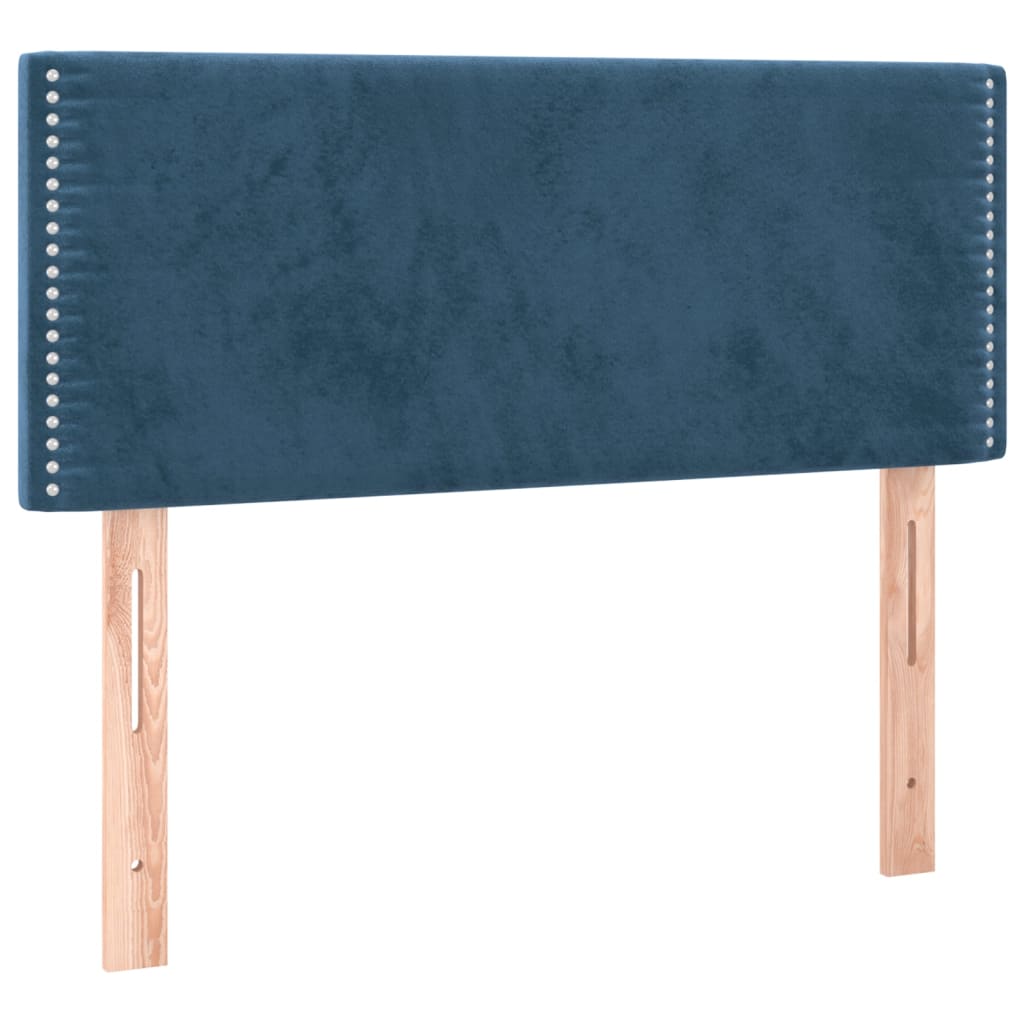 Pat box spring cu saltea, albastru închis, 90x190 cm, catifea