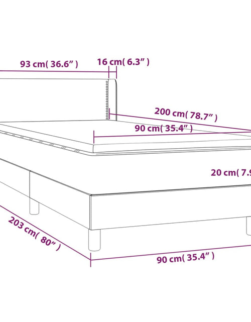 Загрузите изображение в средство просмотра галереи, Pat box spring cu saltea, negru, 90x200 cm, catifea
