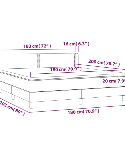 Загрузите изображение в средство просмотра галереи, Pat box spring cu saltea, gri deschis, 180x200 cm, catifea
