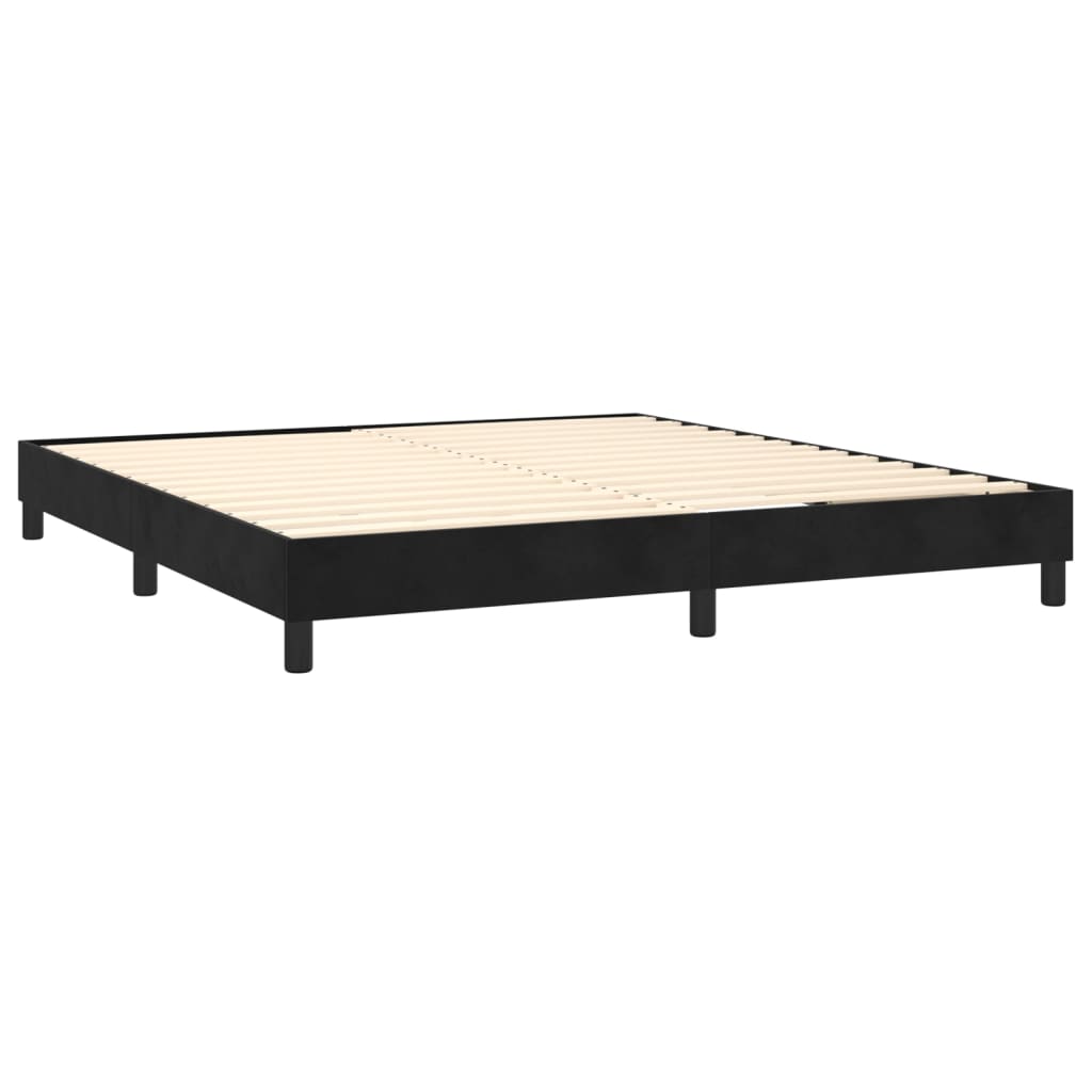 Pat box spring cu saltea, negru, 180x200 cm, catifea