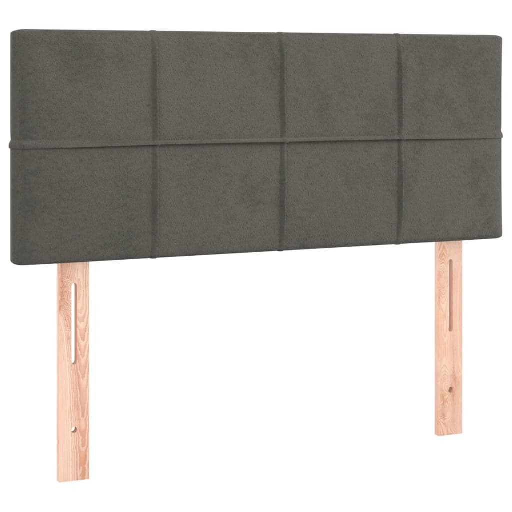 Pat box spring cu saltea, gri închis, 80x200 cm, catifea