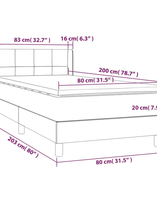 Încărcați imaginea în vizualizatorul Galerie, Pat box spring cu saltea, gri închis, 80x200 cm, catifea
