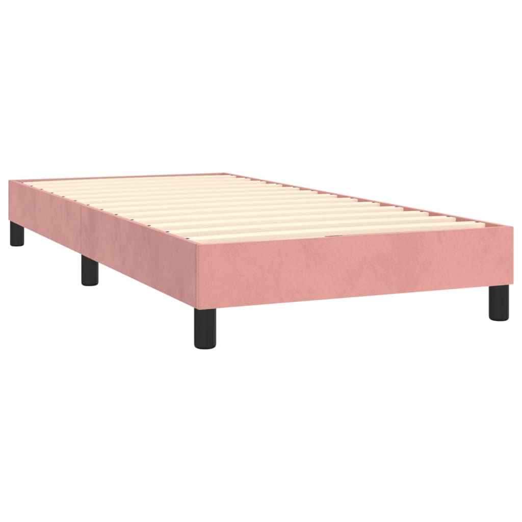 Pat box spring cu saltea, roz, 80x200 cm, catifea