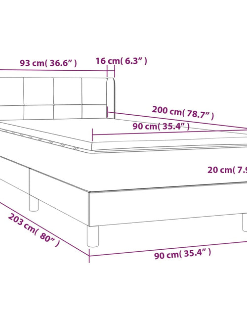 Загрузите изображение в средство просмотра галереи, Pat box spring cu saltea, gri deschis, 90x200 cm, catifea
