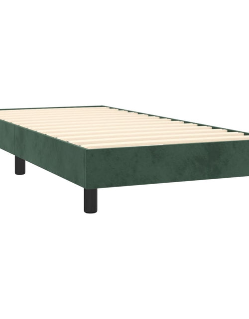 Загрузите изображение в средство просмотра галереи, Pat box spring cu saltea, verde închis, 90x200 cm, catifea
