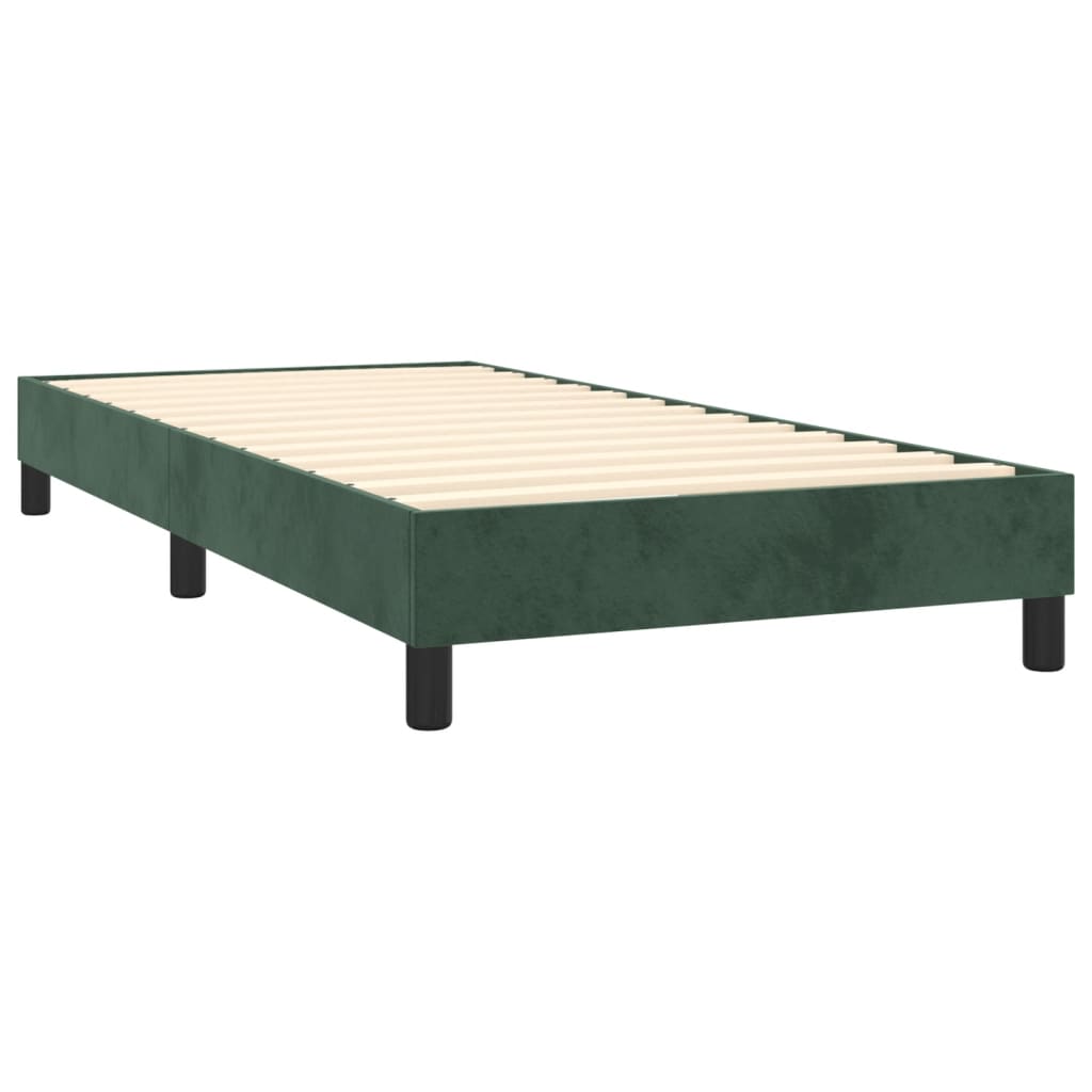 Pat box spring cu saltea, verde închis, 90x200 cm, catifea