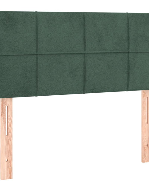 Загрузите изображение в средство просмотра галереи, Pat box spring cu saltea, verde închis, 90x200 cm, catifea
