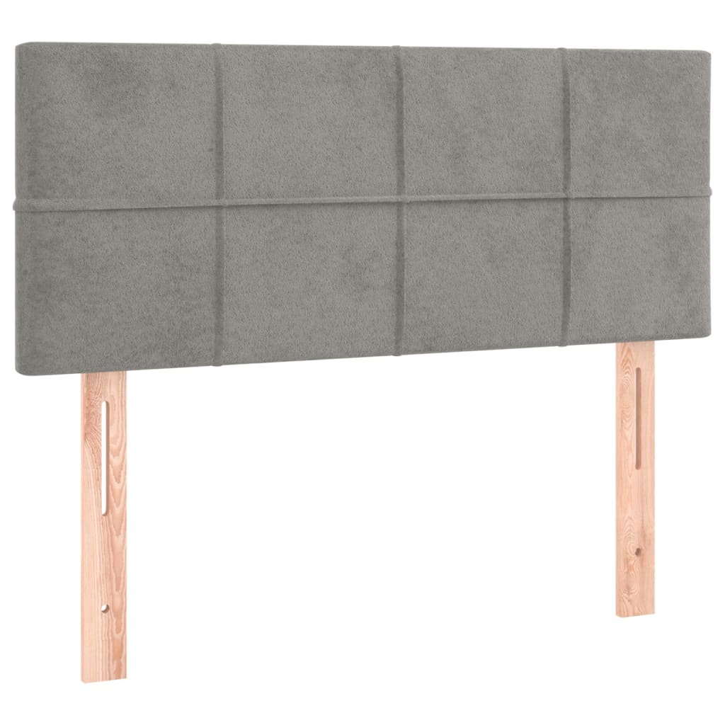 Pat box spring cu saltea, gri deschis, 100x200 cm, catifea