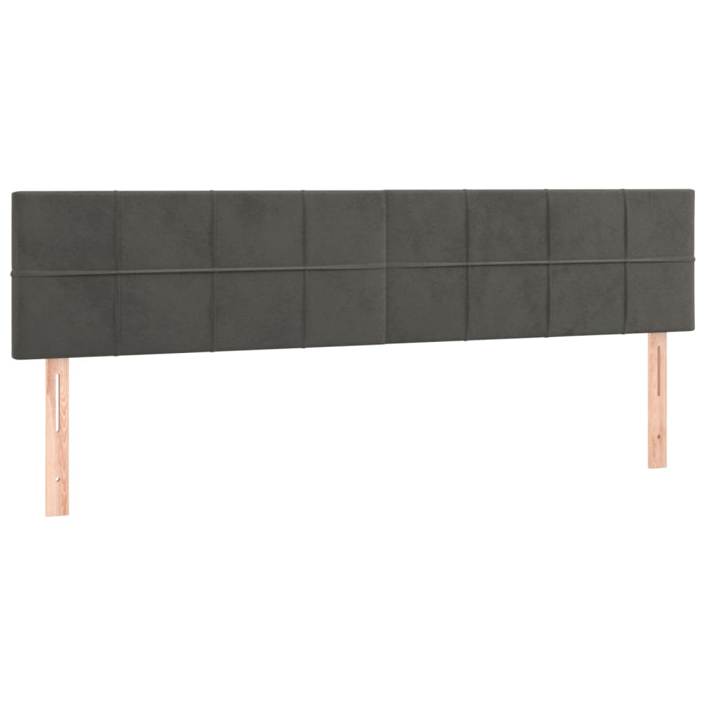 Pat box spring cu saltea, gri închis, 160x200 cm, catifea