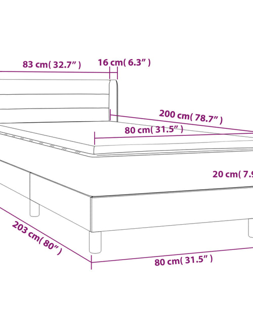 Загрузите изображение в средство просмотра галереи, Pat box spring cu saltea, roz, 80x200 cm, catifea
