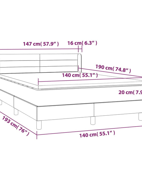 Загрузите изображение в средство просмотра галереи, Pat box spring cu saltea, gri deschis, 140x190 cm, catifea
